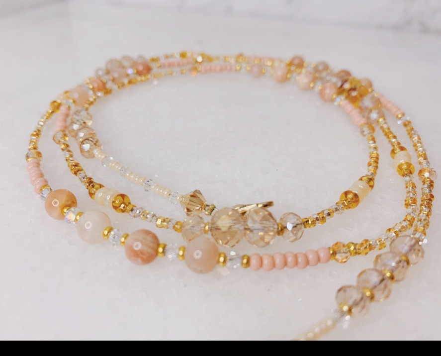 Handcrafted glass waist beads